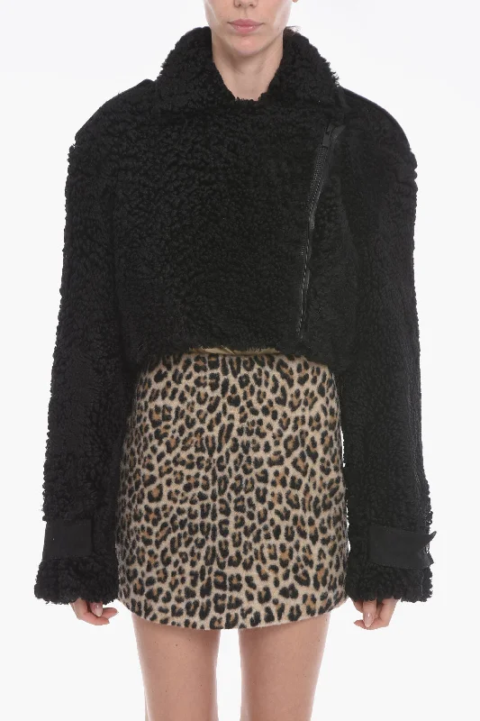 The Mannei Cropped MAHIS Shearling Coat with Perforated Suede Details