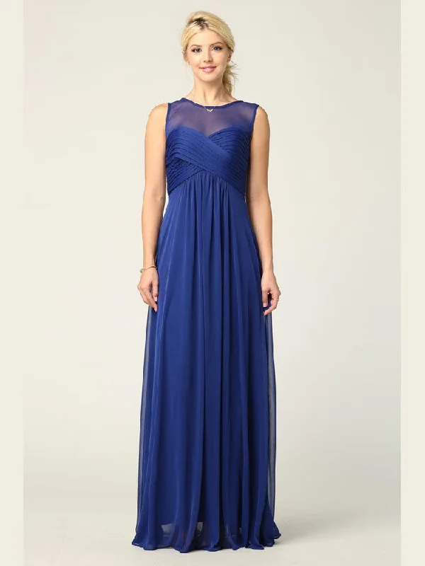 Long Sleeveless Bridesmaids Stretch Chiffon Dress Sale