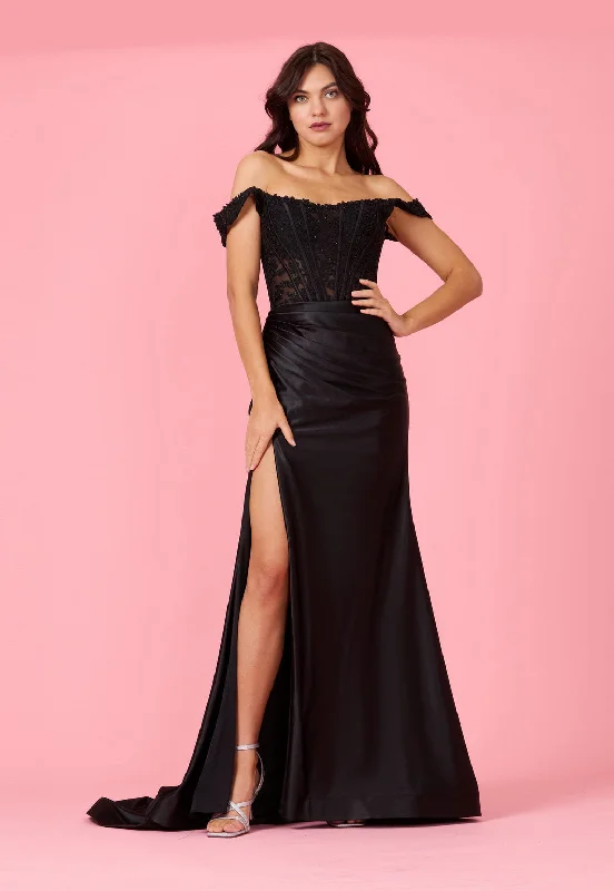 Long Corset Mermaid Prom Formal Dress Black