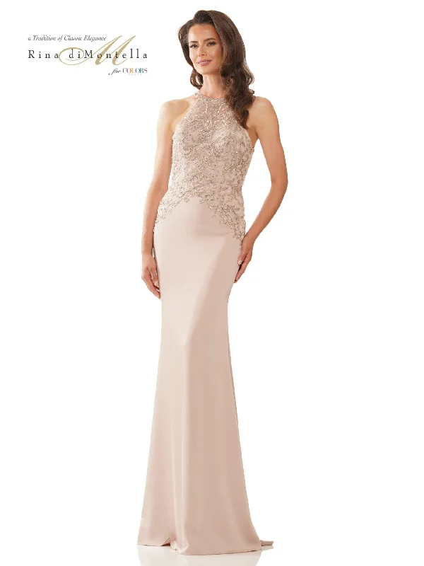 Rina di Montella Long Halter Formal Dress 2755