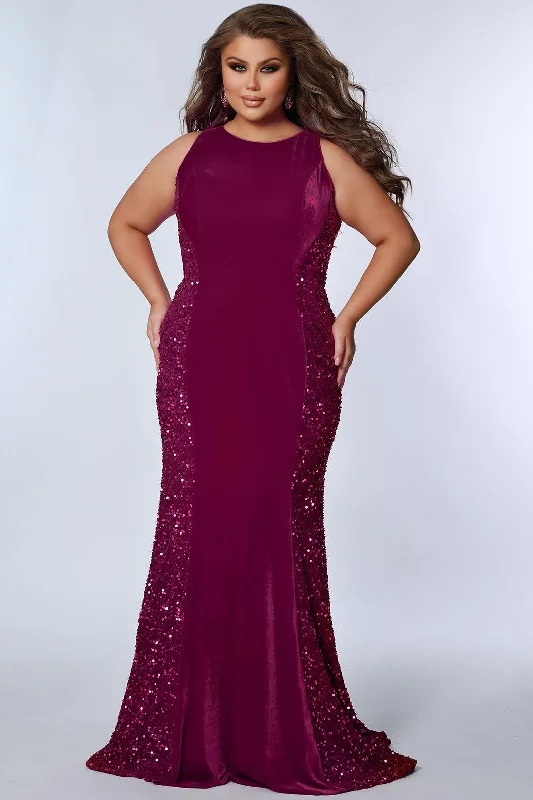 Sydneys Closet JK2318 Long Sleevelesss Plus Size Formal Evening Gown