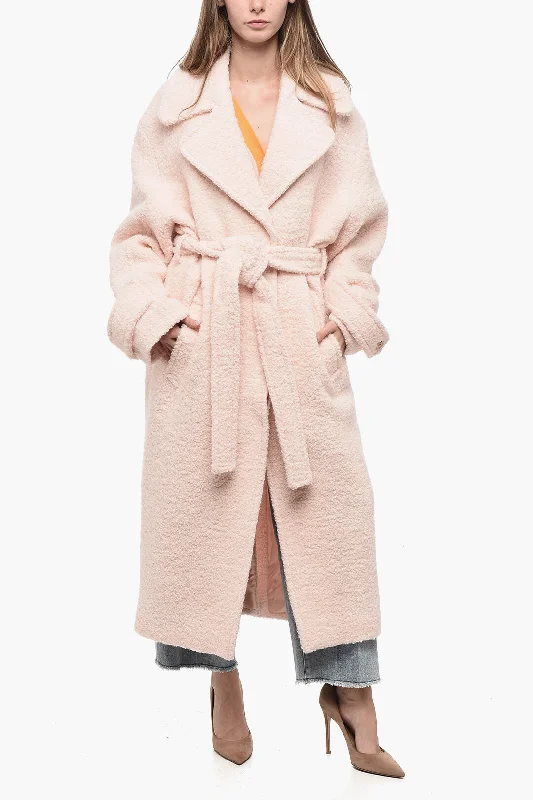 Acne Studios Bouclè Wool Oversized Coat with Belt