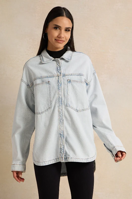 Women Blue Oversize Denim Jacket