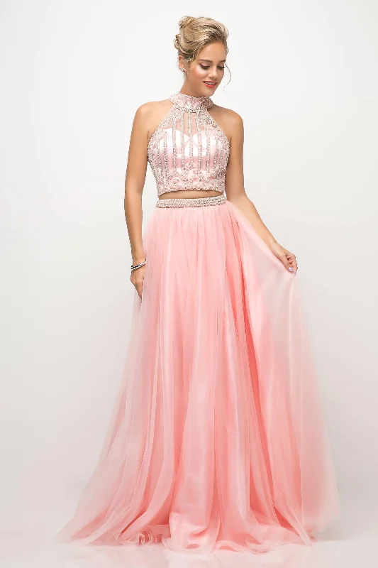 Cinderella Divine CD8994 Long Ball Gown Beaded 2 Piece Prom Dress