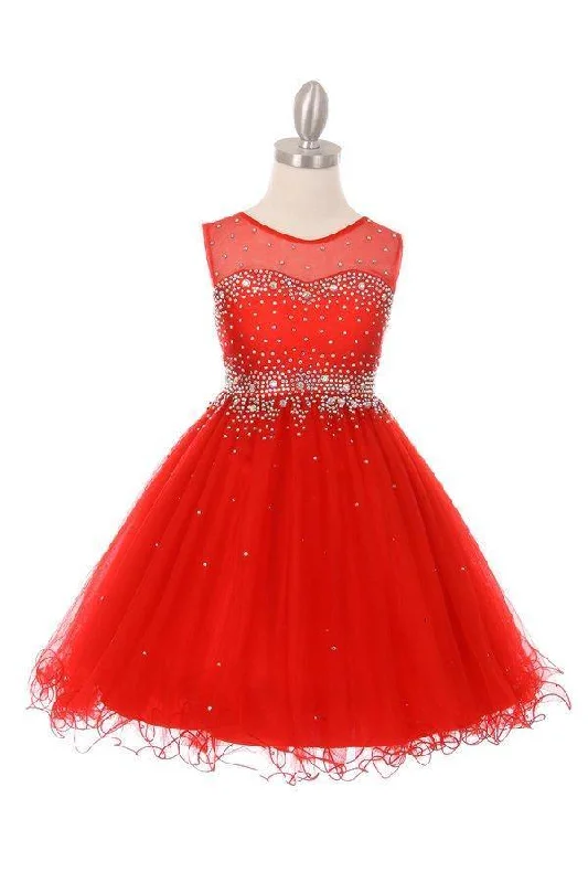 Sleeveless Illusion Neckline Sparkle Dress Flower Girls Sale