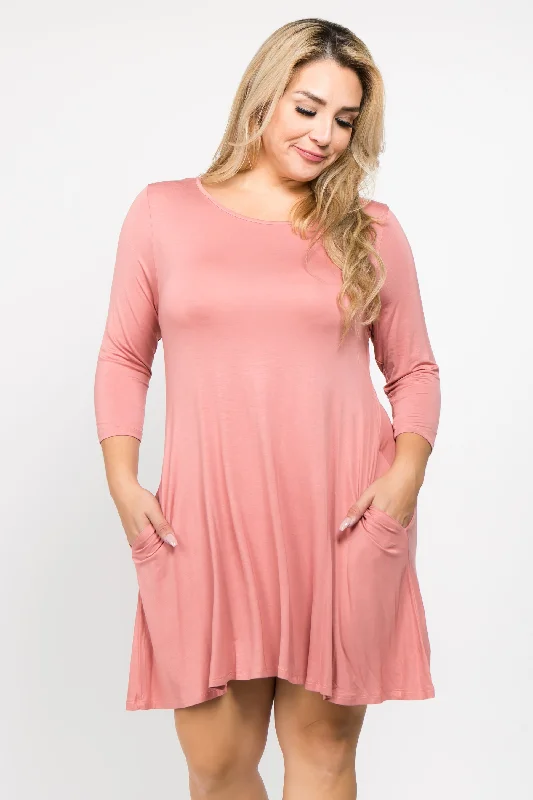 Plus Size Endless Possibilities ¾-Sleeve Swing Dress