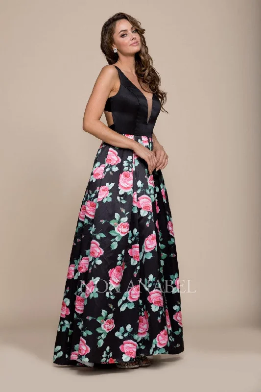 Long Floral Print Skirt Prom Dress Evening Gown