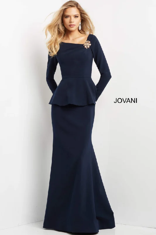 Jovani 07131 Long A Line Peplum Formal Dress