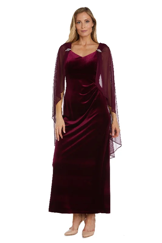 R&M Richards 2668P Long Formal Petite Cape Dress