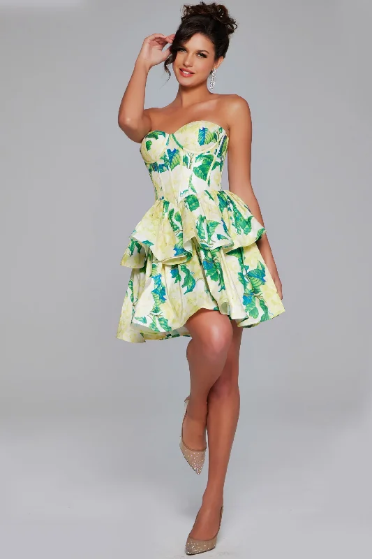 Jovani 37057 Homecoming Short Floral Print Cocktail Dress