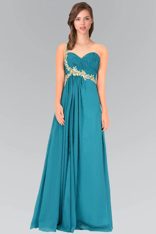 Empire One Shoulder Chiffon Long Formal Dress