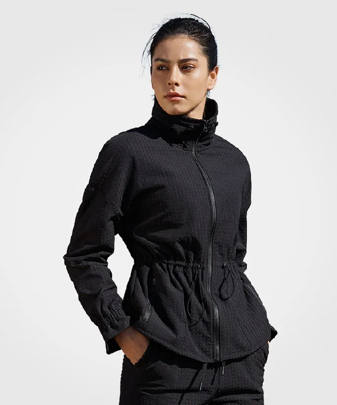 Shift Textured Drawstring Waist Fleece lined Jacket | Women's Sports Jacket