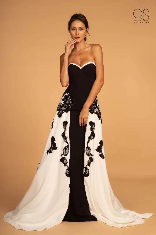 Long Formal Black and White Prom Dress