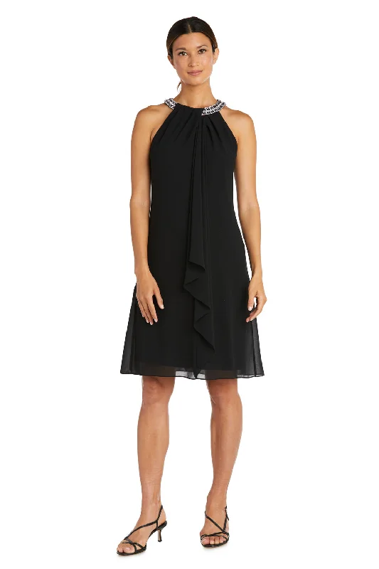 R&M Richards 7869 Short Cocktail Scarf Halter Dress