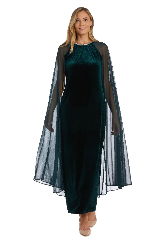 R&M Richards 2642P Long Formal Petite Cape Dress