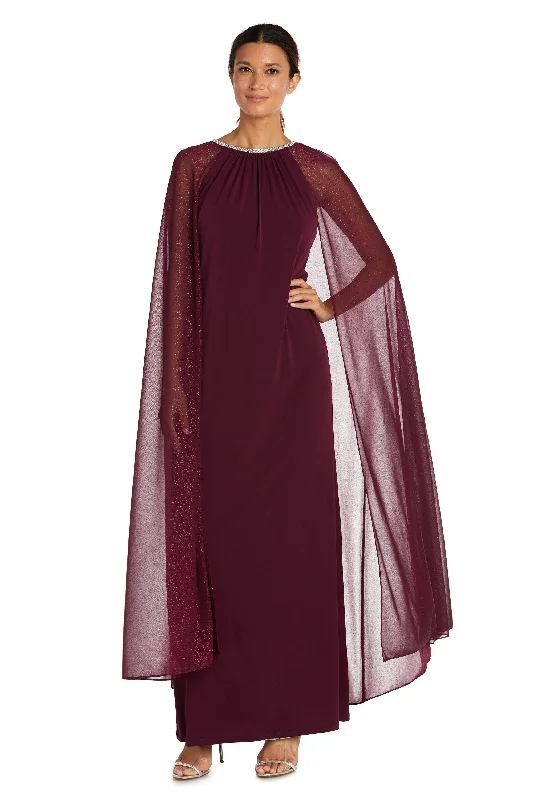 R&M Richards 2662P Long Formal Petite Cape Dress