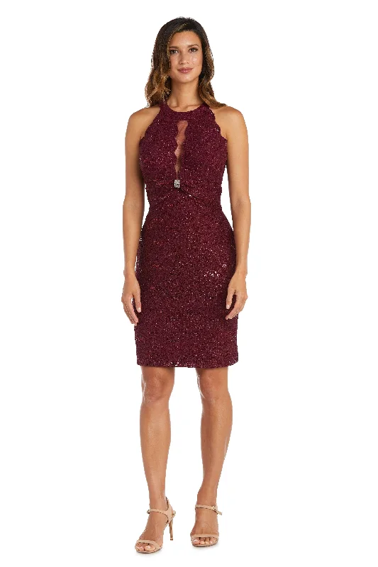 Nightway Short Halter Petite Cocktail Dress 22045P