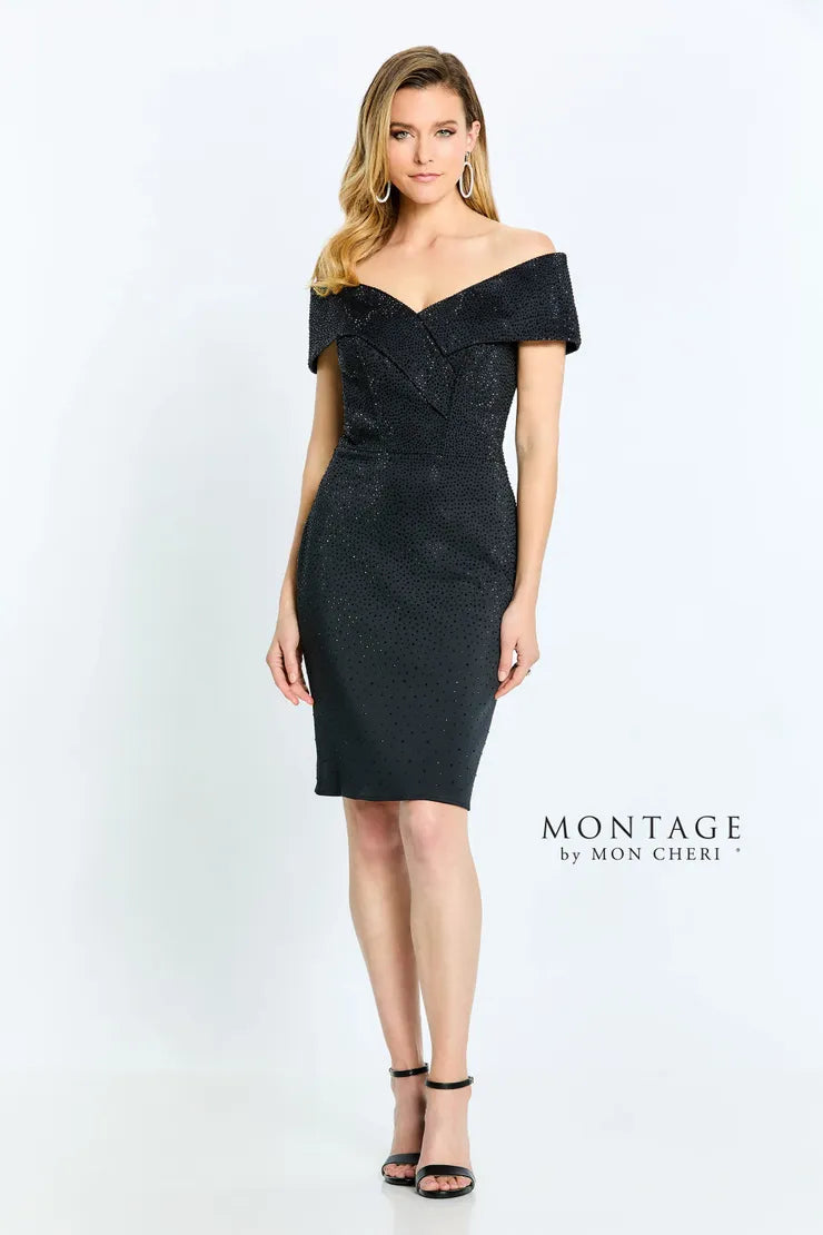 Montage 220949S Short V Neck A Line Cocktail Dress