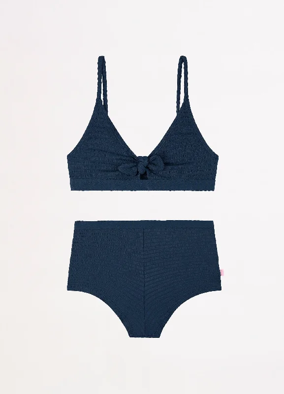 Girls Lemon Soda Triangle Bikini Set  - Navy