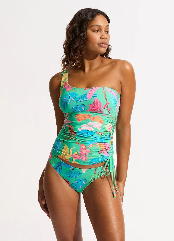 Tropica One Shoulder Tankini Top - Jade