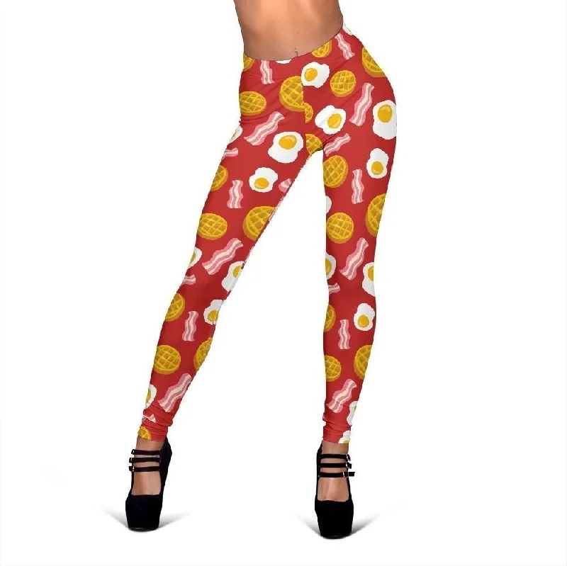 Bacon Egg Pancake Pattern Print Women Leggings