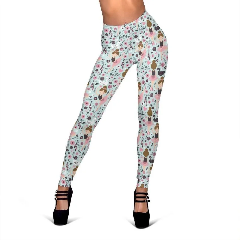 Ballet Girl Pattern Print Women Leggings