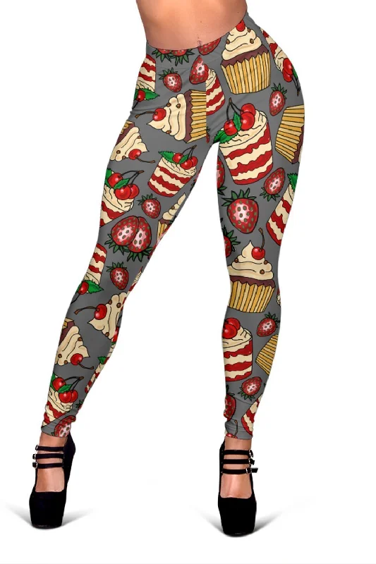 Cake Strawberry Pattern Print Women Leggings