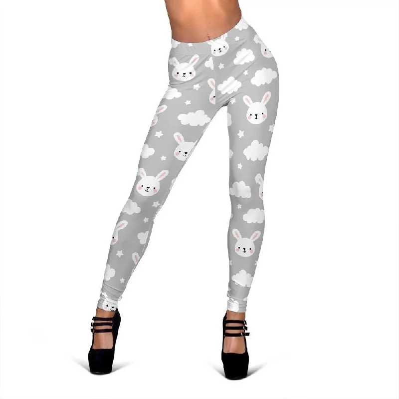 Cloud Bunny Rabbit Print Pattern Women Leggings