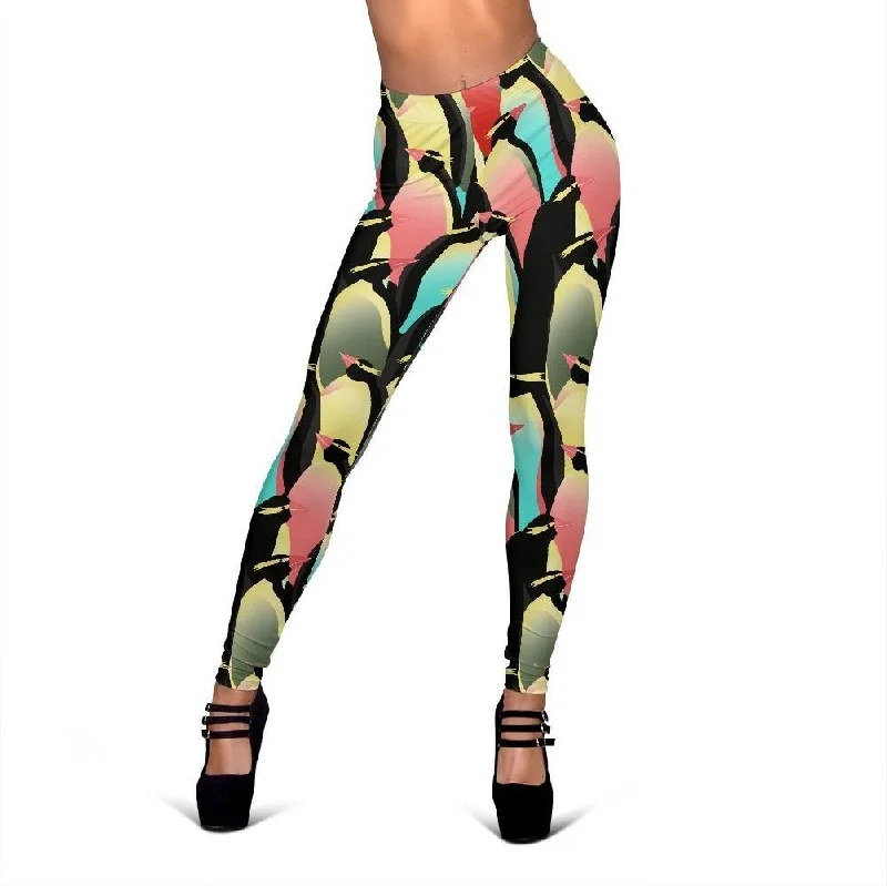 Colorful Penguin Pattern Print Women Leggings