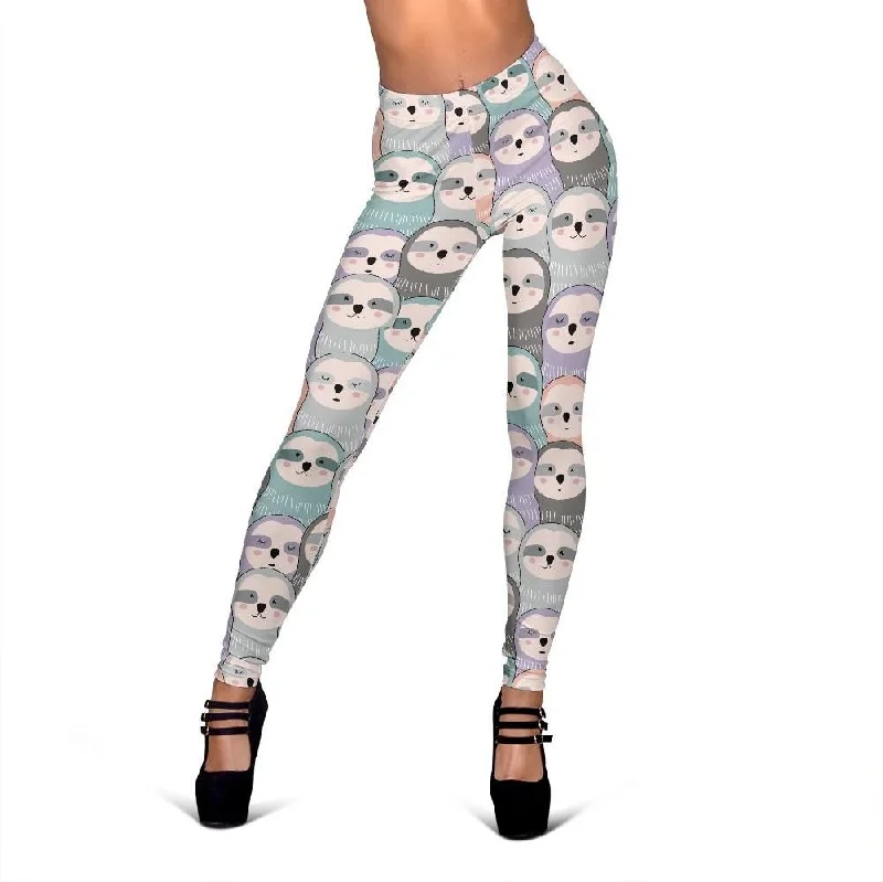 Colorful Sloth Print Pattern Women Leggings