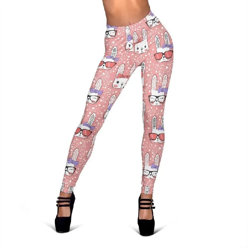 Cute Bunny Rabbit Print Pattern Women Leggings