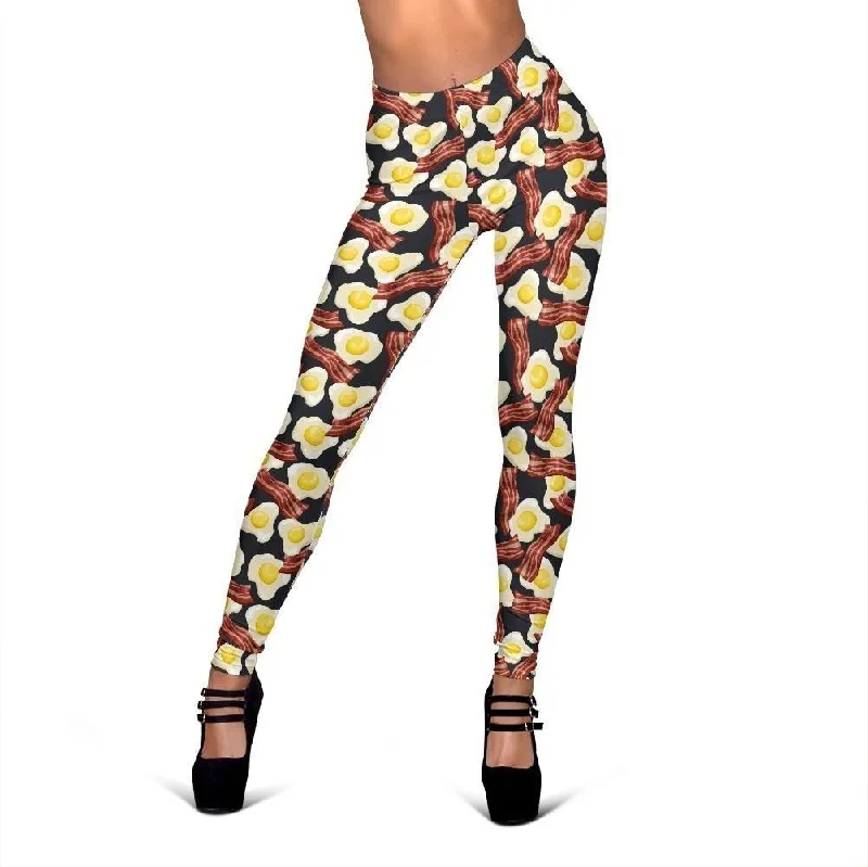 Egg Bacon Pattern Print Women Leggings