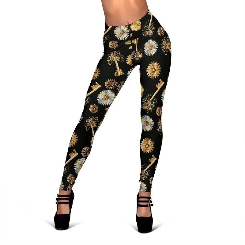 Floral Steampunk Print Pattern Women Leggings