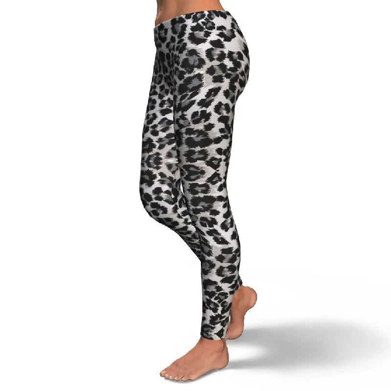 Gray Cheetah Leopard Pattern Print Pattern Women Leggings