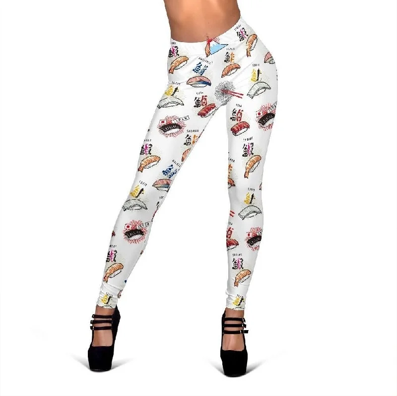 Japanese Sushi Kawaii Print Pattern Women Leggings