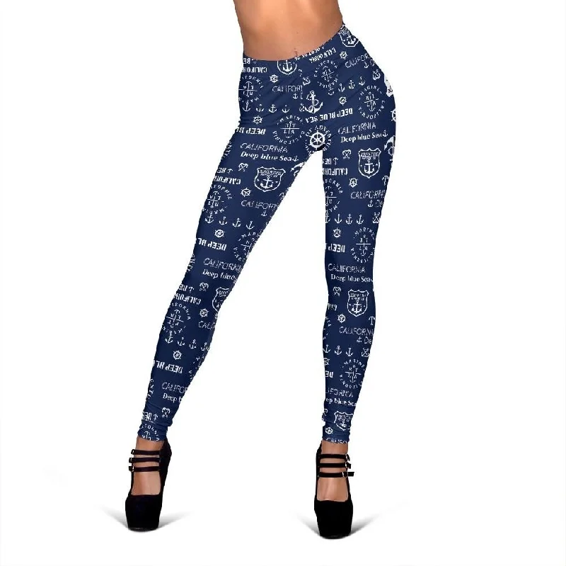 Nautical Anchor Print Pattern Women Leggings