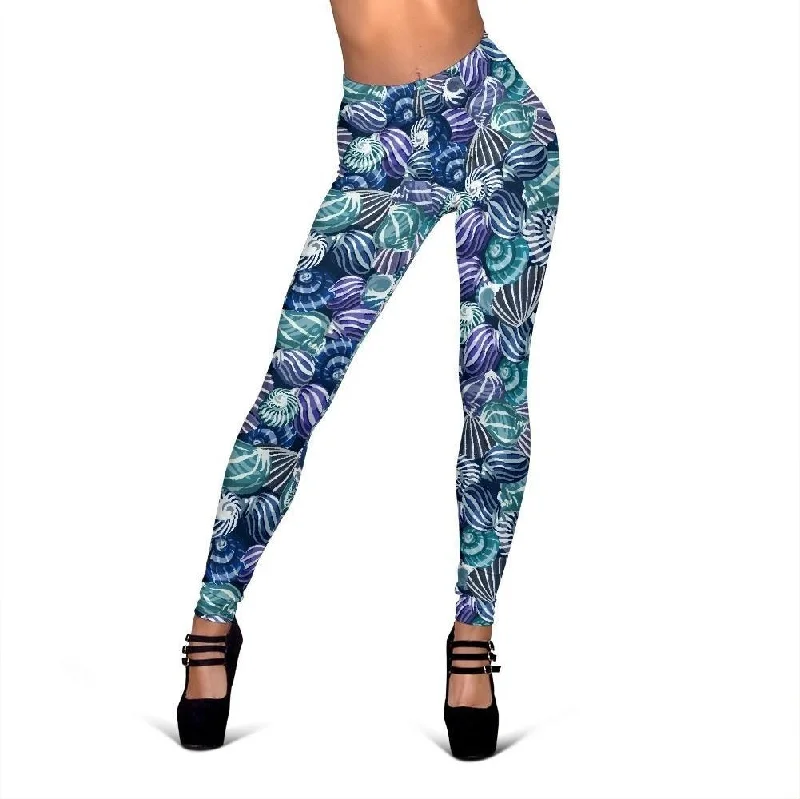 Navy Snail Print Pattern Women Leggings