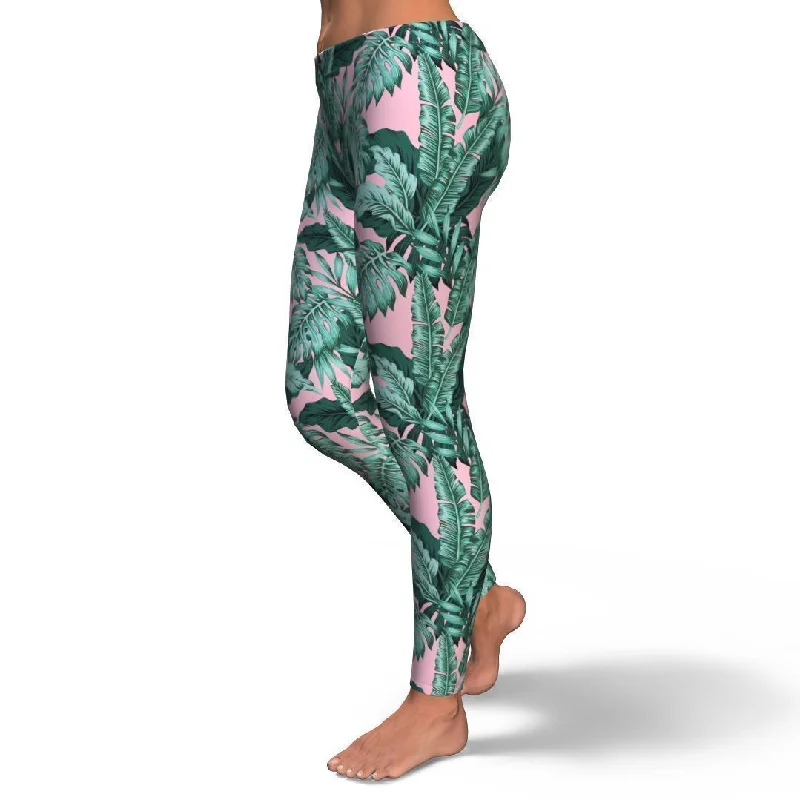 Palm Leaves Floral Tropical Hawaiian Pattern Print Pattern Women Leggings