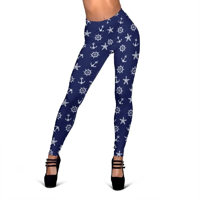 Pattern Print Anchor Nautical Women Leggings