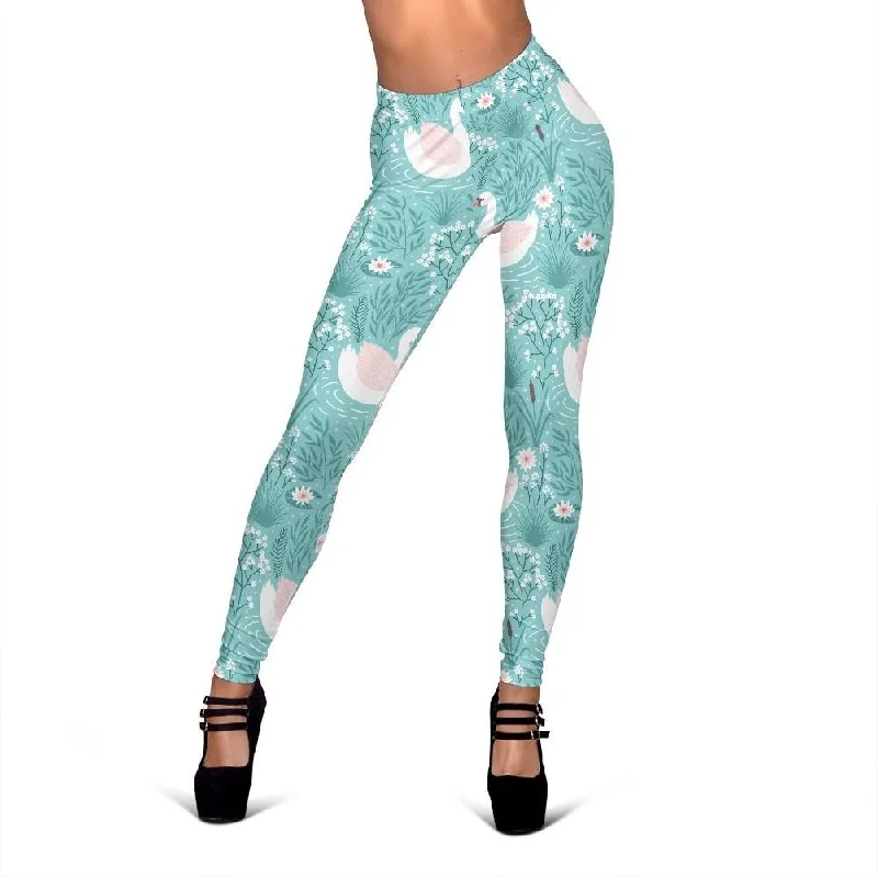 Pattern Print Floral Swan Print Pattern Women Leggings