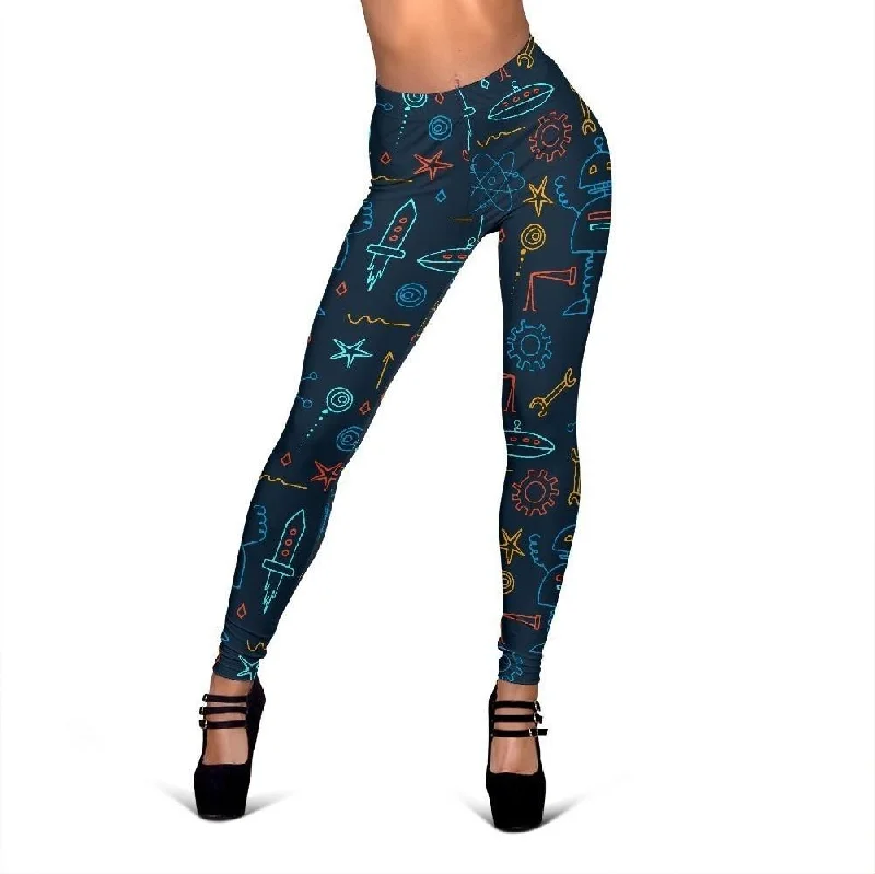 Pattern Print Robot Cyborg Print Pattern Women Leggings