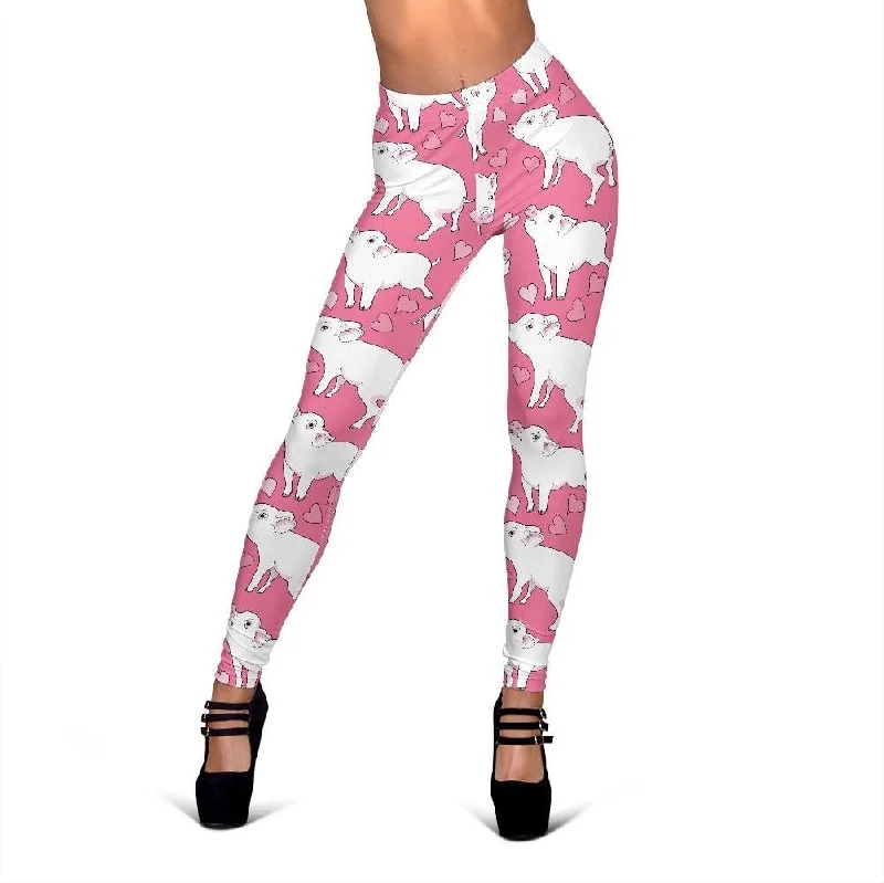 Pig Heart Pattern Print Women Leggings