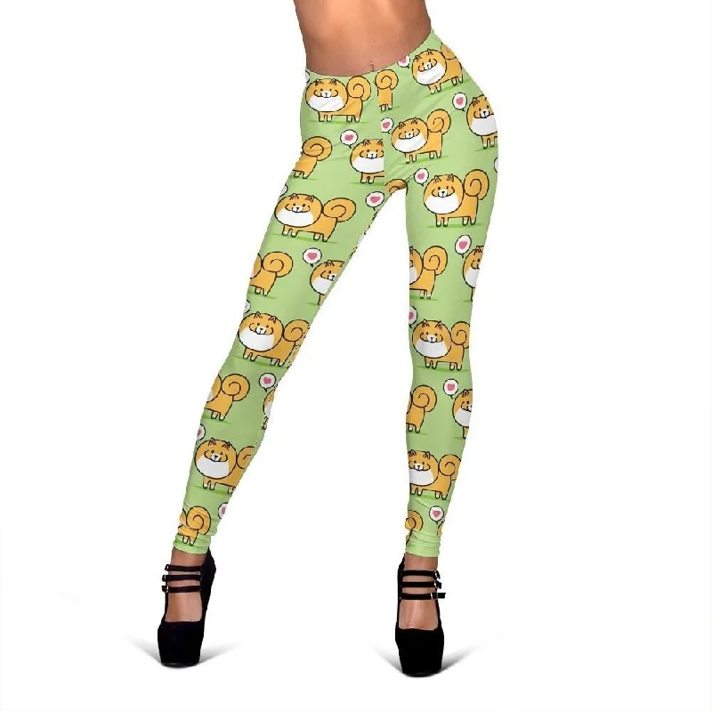 Pomeranian Dog Pattern Print Women Leggings