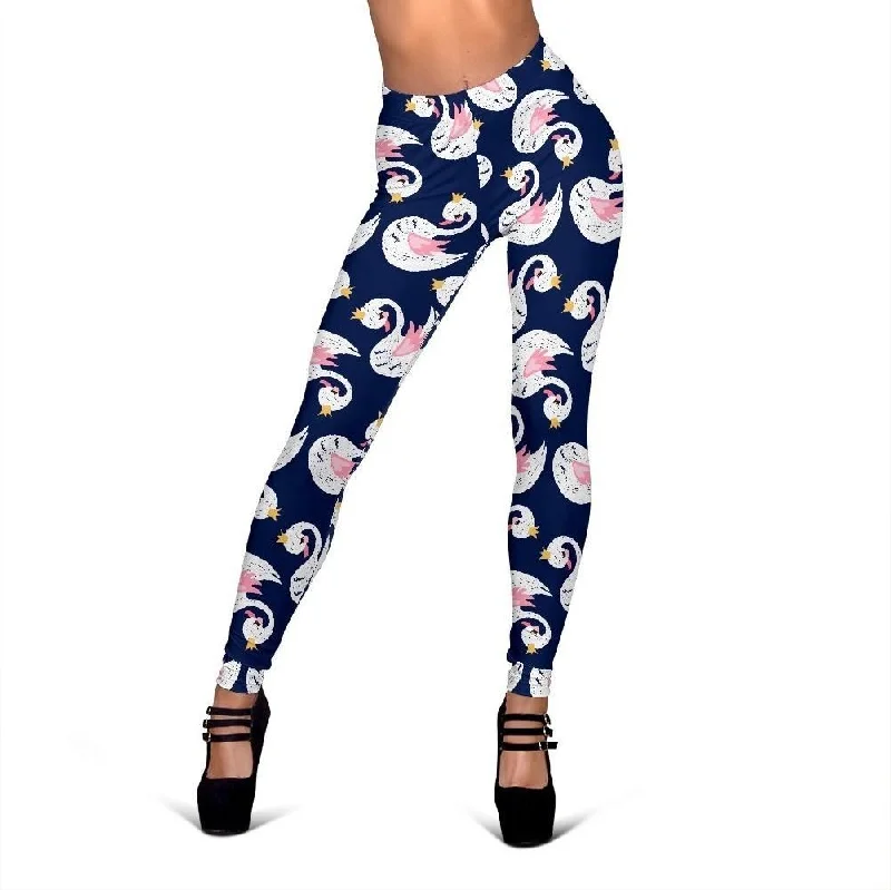 Queen Swan Print Pattern Women Leggings