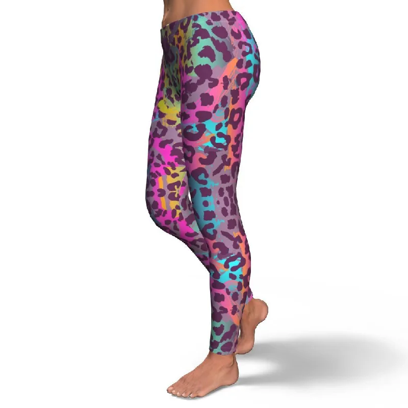 Rainbow Cheetah Leopard Pattern Print Pattern Women Leggings