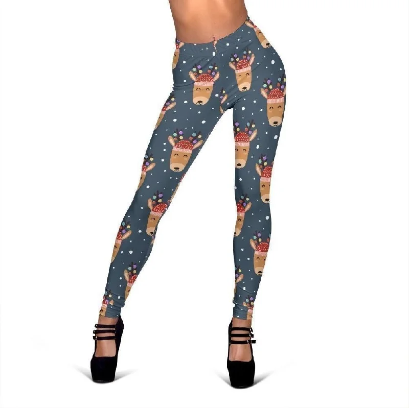 Reindeer Christmas Print Pattern Women Leggings