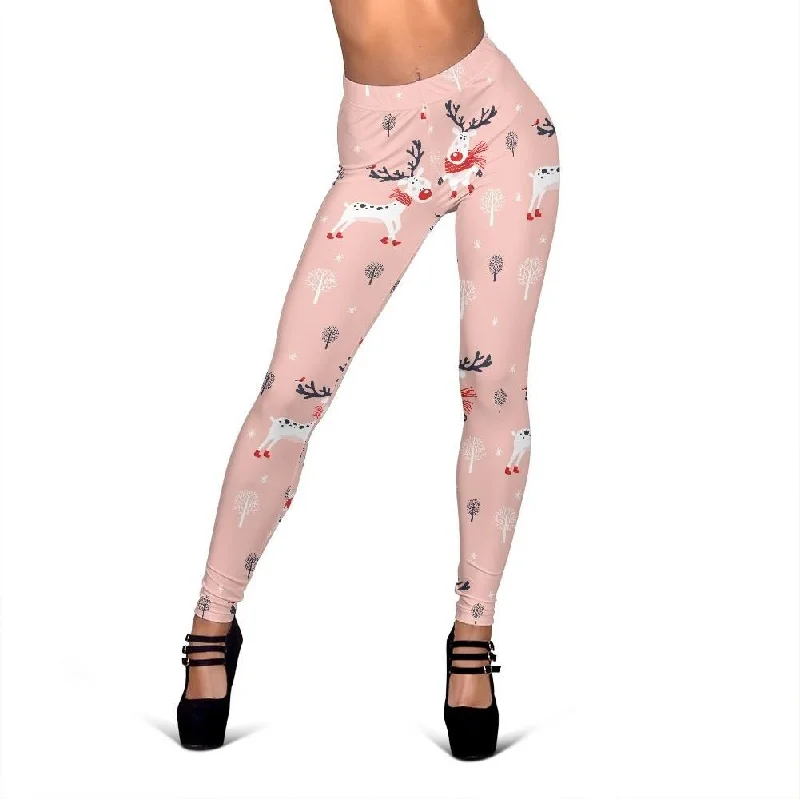 Reindeer Christmas Print Pattern Women Leggings