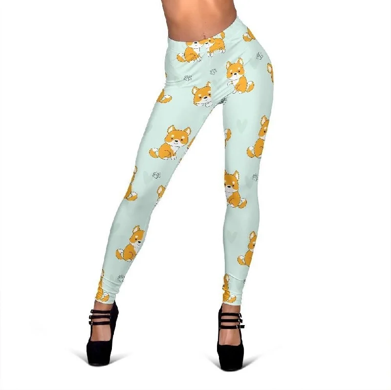 Shiba Inu Dog Pupppy Print Pattern Women Leggings