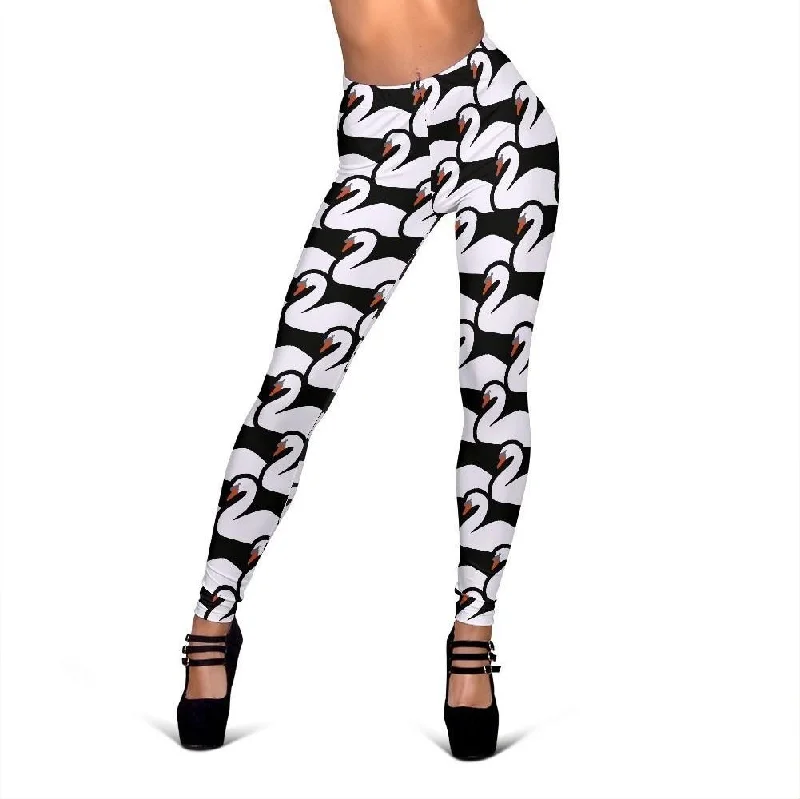 Swan Print Pattern Women Leggings