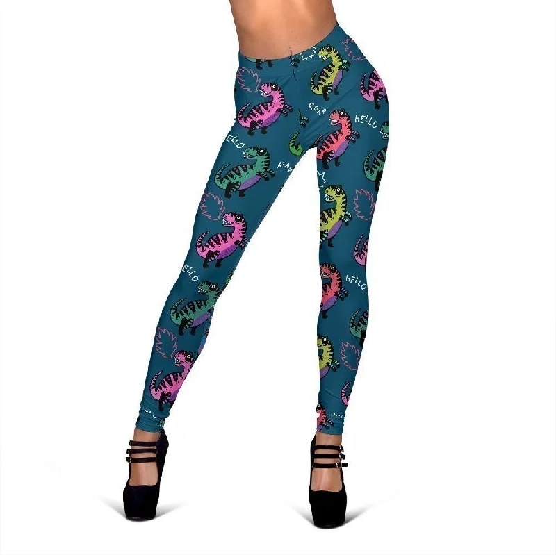 T rex Dinosaur Pattern Print Women Leggings